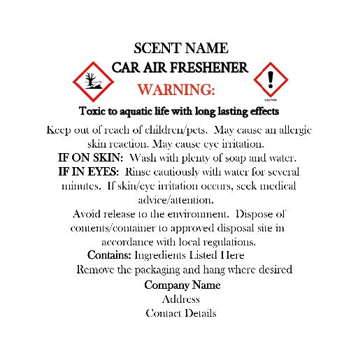 CLP Car Air Freshener Label