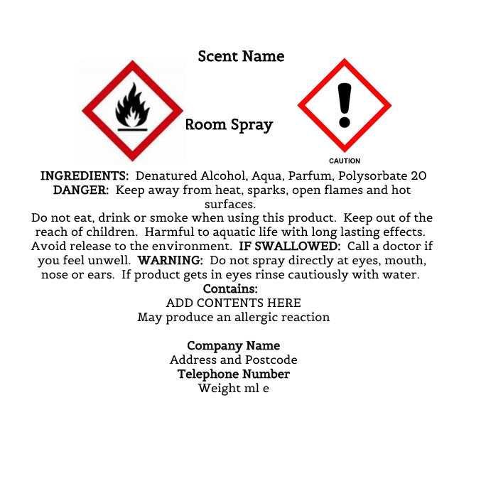 CLP Labels For Room Spray