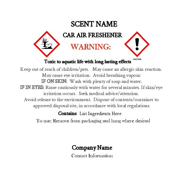 CLP Car Air Freshener Label