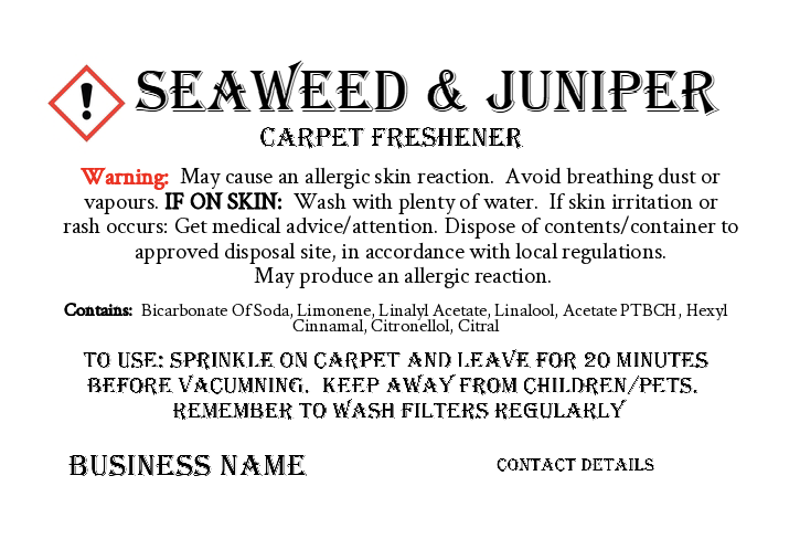 UK Compliant Safety CLP Label For Carpet Freshners