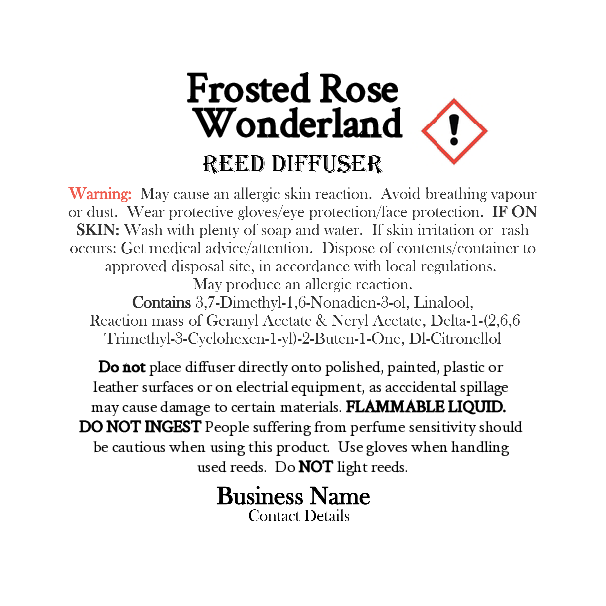 UK Compliant Safety CLP Labels for Reed Diffusers